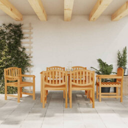 Berkfield 7 Piece Garden Dining Set Solid Wood Teak - thumbnail 1