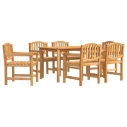 Berkfield 7 Piece Garden Dining Set Solid Wood Teak - thumbnail 2