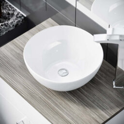 Nes Home 600mm White Vanity Cabinet With Oak Worktop And 320mm Round Basin - thumbnail 3