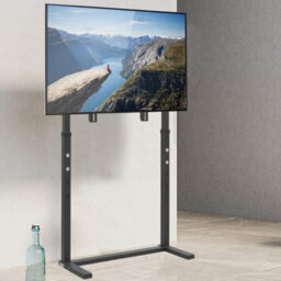 Fativo  Extra Large Black Floor Tv Stand Tv Mount Height Adjustable Free Standing Home Officesuit For 32 To 100 In Tv - thumbnail 9