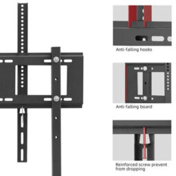 Fativo  Extra Large Black Floor Tv Stand Tv Mount Height Adjustable Free Standing Home Officesuit For 32 To 100 In Tv - thumbnail 4