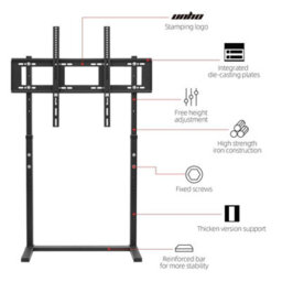 Fativo  Extra Large Black Floor Tv Stand Tv Mount Height Adjustable Free Standing Home Officesuit For 32 To 100 In Tv - thumbnail 5