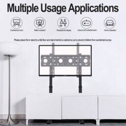Fativo  Extra Large Black Floor Tv Stand Tv Mount Height Adjustable Free Standing Home Officesuit For 32 To 100 In Tv - thumbnail 7