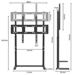 Fativo  Extra Large Black Floor Tv Stand Tv Mount Height Adjustable Free Standing Home Officesuit For 32 To 100 In Tv - thumbnail 2