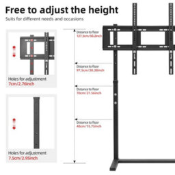Fativo  Extra Large Black Floor Tv Stand Tv Mount Height Adjustable Free Standing Home Officesuit For 32 To 100 In Tv - thumbnail 3
