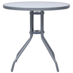 Berkfield Garden Table Light Grey 80 Cm Steel And Glass - thumbnail 2