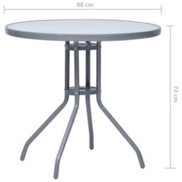 Berkfield Garden Table Light Grey 80 Cm Steel And Glass - thumbnail 5