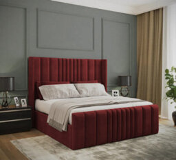 Adore Designs Miami Winged Plush Velvet Ottoman Storage Bed, With Footboard - 3Ft Single - Burgundy