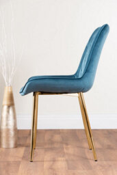 Furniturebox Imperia 4 Modern Black High Gloss Dining Table And 4 Blue Pesaro Gold Leg Chairs - thumbnail 9
