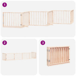 Walplus Wood Dog Gate With Door Foldable 6 Panels 480 Cm Poplar Wood - thumbnail 5