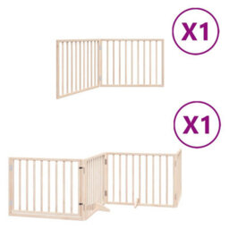 Walplus Wood Dog Gate With Door Foldable 6 Panels 480 Cm Poplar Wood - thumbnail 2