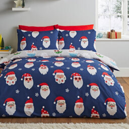 Catherine Lansfield Christmas Santa Spec-Tacular Reversible Duvet Cover Set With Pillowcase Grey - thumbnail 3