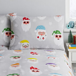 Catherine Lansfield Christmas Santa Spec-Tacular Reversible Duvet Cover Set With Pillowcase Grey - thumbnail 4