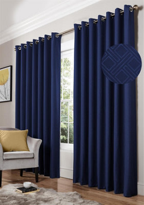 Alan Symonds Blackout Curtains Eyelet Ring Top Diamond, Blue90 X 72 - image 1