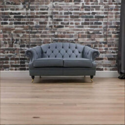 Chesterfield Handmade 2 Seater Sofa Settee Piping Grey Leather In Victoria Style - thumbnail 6