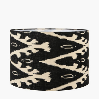 Pacific Lifestyle 40Cm Black Patterned Drum Lampshade Cylinder Navy Table Lamp Shade - image 1