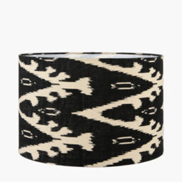 Pacific Lifestyle 40Cm Black Patterned Drum Lampshade Cylinder Navy Table Lamp Shade - thumbnail 1
