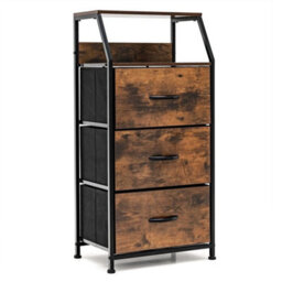 Vintage 3 Drawer Storage Cabinet Chest Organizer Removable Fabric Drawers - thumbnail 1