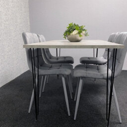 Kosy Koala Dining Table With 4 Chairs Modern Grey Dining Table Set With 4 Grey Velvet Chairs Dining Room Furniture - thumbnail 8