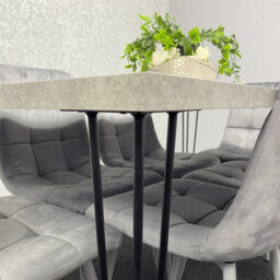 Kosy Koala Dining Table With 4 Chairs Modern Grey Dining Table Set With 4 Grey Velvet Chairs Dining Room Furniture - thumbnail 7
