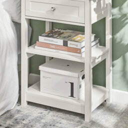 Sobuy Fbt46-W, Beside Table With 1 Drawer 2 Shelves, End Table Lamp Table Night Stand,white,w45Xd30Xh68 - thumbnail 4