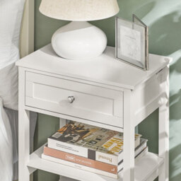 Sobuy Fbt46-W, Beside Table With 1 Drawer 2 Shelves, End Table Lamp Table Night Stand,white,w45Xd30Xh68 - thumbnail 5