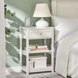 Sobuy Fbt46-W, Beside Table With 1 Drawer 2 Shelves, End Table Lamp Table Night Stand,white,w45Xd30Xh68 - thumbnail 2