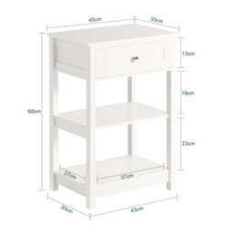 Sobuy Fbt46-W, Beside Table With 1 Drawer 2 Shelves, End Table Lamp Table Night Stand,white,w45Xd30Xh68 - thumbnail 3