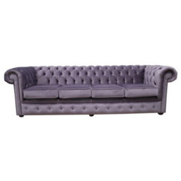 Chesterfield 4 Seater Sofa Malta Lavender Purple Velvet Fabric In Classic Style - thumbnail 1