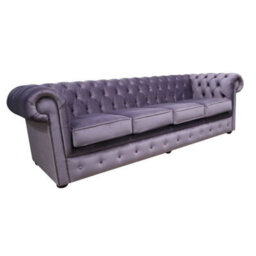 Chesterfield 4 Seater Sofa Malta Lavender Purple Velvet Fabric In Classic Style - thumbnail 3