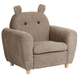 Wyld And Coco Kids Hippo Boucle Armchair Brown With Armrests, Child-Sized Cozy Seat For Bedroom Or Playroom - thumbnail 5