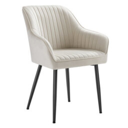 LEDREM Dining Chair, Kitchen Chair, Velvet Armchair, Upholstered With Armrests, Max. Load 120 Kg, Metal Legs, Cappuccino Beige - thumbnail 2