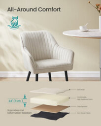 LEDREM Dining Chair, Kitchen Chair, Velvet Armchair, Upholstered With Armrests, Max. Load 120 Kg, Metal Legs, Cappuccino Beige - thumbnail 5