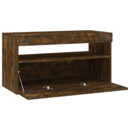 Walplus Tv Cabinet With Led Lights Smoked Oak 75X35X40 Cm - thumbnail 8