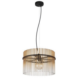 Luminosa Lighting Luminosa Gorley Pendant Ceiling Light Matt Black Amber Glass Shade 1X E27 - thumbnail 2