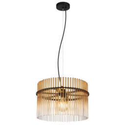 Luminosa Lighting Luminosa Gorley Pendant Ceiling Light Matt Black Amber Glass Shade 1X E27 - thumbnail 1