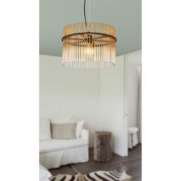 Luminosa Lighting Luminosa Gorley Pendant Ceiling Light Matt Black Amber Glass Shade 1X E27 - thumbnail 6