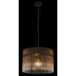 Luminosa Lighting Luminosa Gorley Pendant Ceiling Light Matt Black Amber Glass Shade 1X E27 - thumbnail 4