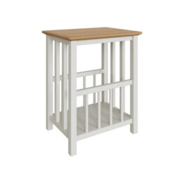 Oak Veneer White Side Table With Storage Ready Assembled Living Room - thumbnail 1