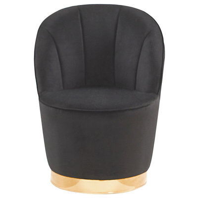 Beliani Velvet Armchair Black With Gold Metal Base, Round Tub Accent Chair, W56 X D61 X H72Cm - image 1