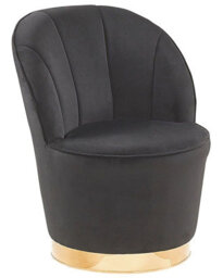 Beliani Velvet Armchair Black With Gold Metal Base, Round Tub Accent Chair, W56 X D61 X H72Cm - thumbnail 3