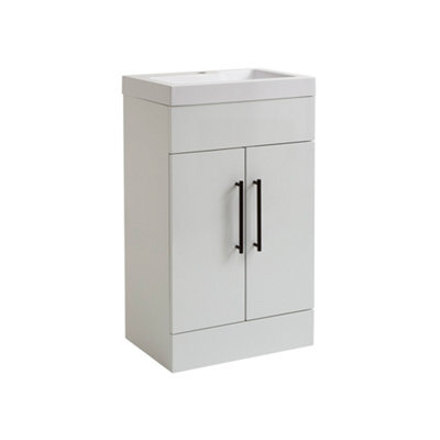 Homestylestore 502mm White Floorstanding Bathroom Vanity Unit And Black T Bar Handle - image 1