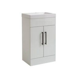 Homestylestore 502mm White Floorstanding Bathroom Vanity Unit And Black T Bar Handle - thumbnail 1