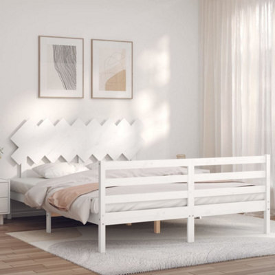 Berkfield Bed Frame With Headboard White 160X200 Cm Solid Wood - image 1