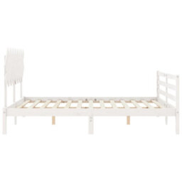 Berkfield Bed Frame With Headboard White 160X200 Cm Solid Wood - thumbnail 7