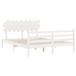 Berkfield Bed Frame With Headboard White 160X200 Cm Solid Wood - thumbnail 5