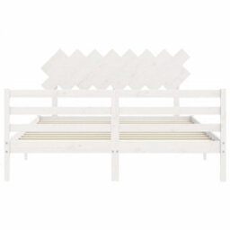 Berkfield Bed Frame With Headboard White 160X200 Cm Solid Wood - thumbnail 6