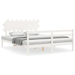 Berkfield Bed Frame With Headboard White 160X200 Cm Solid Wood - thumbnail 2