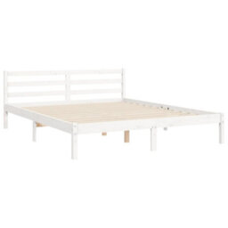 Berkfield Bed Frame With Headboard White 160X200 Cm Solid Wood - thumbnail 9