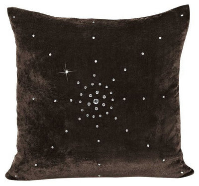 Intimates Premium Velvet Soft Touch Cushion, Home Decor Sofa Cushion In Modern Chic Colours With Durable Zip Closure - Chocolate